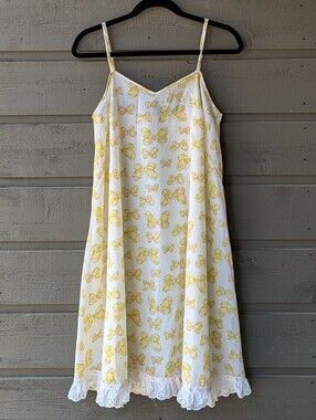 VTG 1960s SeamPrufe Pastel Butterfly Ruffle Hem Slip Dress Size Small